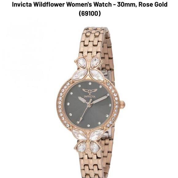 Invicta Wildflower Women's Watch - 30mm, Rose Gold (69100) Black Dial-NEW IN BOX - Picture 15 of 15